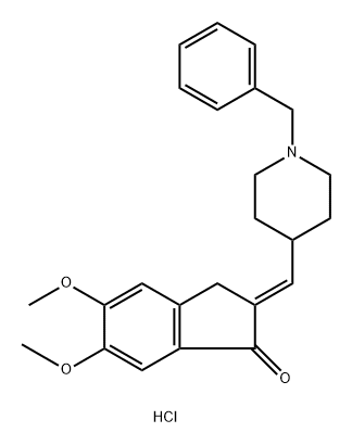 1H-Inden-1-one, 2,3-dihydro-5,6-dimethoxy-2-[[1-(phenylmethyl)-4-piperidinyl]methylene]-, hydrochloride, (E)- (9CI) Structure