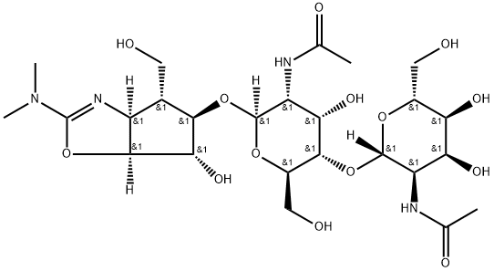 .beta.-D-Allopyranoside, 2-(dimethylamino)-3a,5,6,6a-tetrahydro-6-hydroxy-4-(hydroxymethyl)-4H-cyclopentoxazol-5-yl 2-(acetylamino)-4-O-2-(acetylamino)-2-deoxy-.beta.-D-allopyranosyl-2-deoxy-, 3aS-(3a.alpha.,4.alpha.,5.beta.,6.alpha.,6a.alpha.)- Structure
