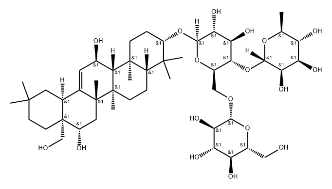 β-D-Glucopyranoside, (3β,11α,16β)-11,16,28-trihydroxyolean-12-en-3-yl O-6-deoxy-α-L-mannopyranosyl-(1→4)-O-[β-D-glucopyranosyl-(1→6)]- (9CI) Structure