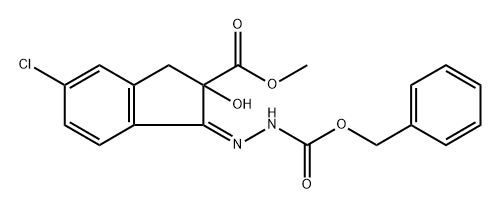 Hydrazinecarboxylic acid, (5-chloro-2,3-dihydro-2-hydroxy-2-(methoxyca rbonyl)-1H-inden-1-ylidene)-, phenylmethyl ester, (Z)-(+)- Structure