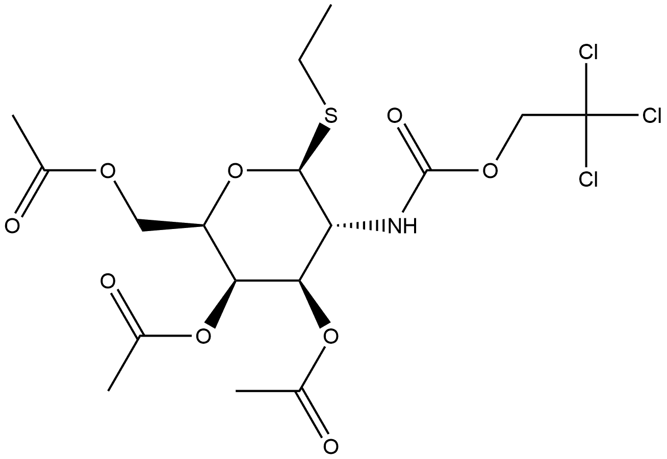 β-D-Galactopyranoside, ethyl 2-deoxy-1-thio-2-[[(2,2,2-trichloroethoxy)carbonyl]amino]-, 3,4,6-triacetate Structure