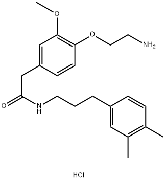 Benzeneacetamide, 4-(2-aminoethoxy)-N-[3-(3,4-dimethylphenyl)propyl]-3-methoxy-, hydrochloride (1:1) Structure