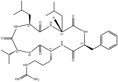 Cyclo(D-arginyl-D-valyl-L-leucyl-D-leucyl-L-phenylalanyl) Structure