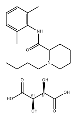 2-Piperidinecarboxamide, 1-butyl-N-(2,6-dimethylphenyl)-, (2R,3R)-2,3-dihydroxybutanedioate (2:1) Structure