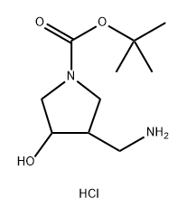 1-Pyrrolidinecarboxylic acid, 3-(aminomethyl)-4-hydroxy-, 1,1-dimethylethyl este… Structure