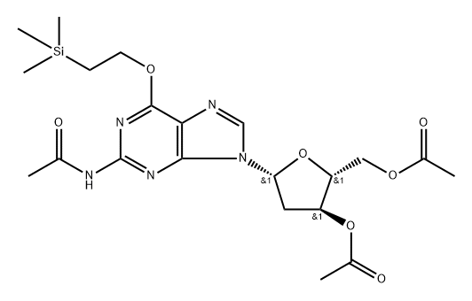 (2R,3S,5R)-5-(2-Acetamido-6-(2-(trimethylsilyl)ethoxy)-9H-purin-9-yl)-2-(acetoxymethyl)tetrahydrofuran-3-yl Acetate Structure