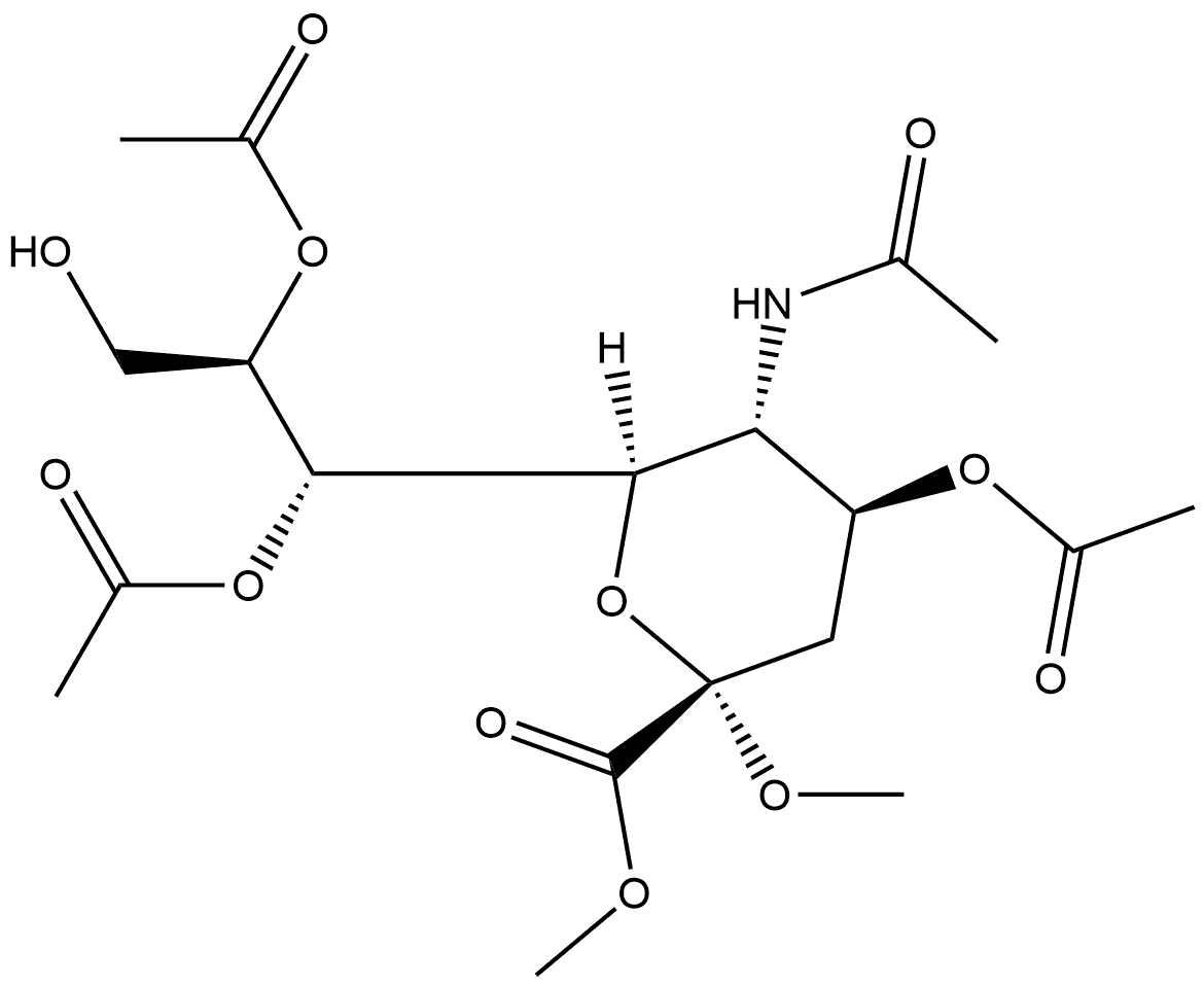 (2S,4S,5R,6R)-4-Acetoxy-5-acetylamino-6-((1S,2R)-1,2-diacetoxy-3-hydroxy-propyl)-2-methoxy-tetrahydro-pyran-2-carboxylic acid methyl ester Structure