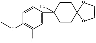 8-(3-fluoro-4-methoxyphenyl)-1,4-dioxaspiro[4.5]decan-8-ol Structure