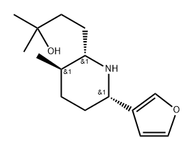 (2S)-6β-(3-Furyl)-α,α,3α-trimethylpiperidine-2β-(1-propanol) 구조식 이미지