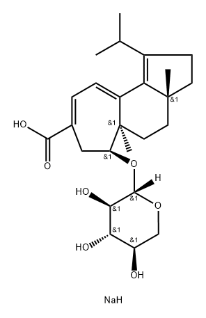 Cyclohept[e]indene-8-carboxylic acid, 2,3,3a,4,5,5a,6,7-octahydro-3a,5a-dimethyl-1-(1-methylethyl)-6-(β-D-xylopyranosyloxy)-, monosodium salt, (3aR,5aR,6S)- (9CI) Structure