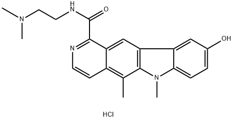 6H-Pyrido[4,3-b]carbazole-1-carboxamide, N-[2-(dimethylamino)ethyl]-9-hydroxy-5,6-dimethyl-, hydrochloride (1:2) 구조식 이미지