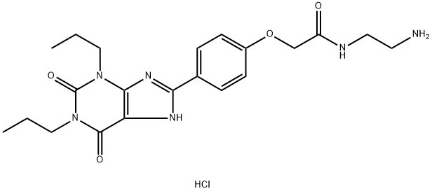 Acetamide, N-(2-aminoethyl)-2-[4-(2,3,6,9-tetrahydro-2,6-dioxo-1,3-dipropyl-1H-purin-8-yl)phenoxy]-, hydrochloride (1:1) Structure