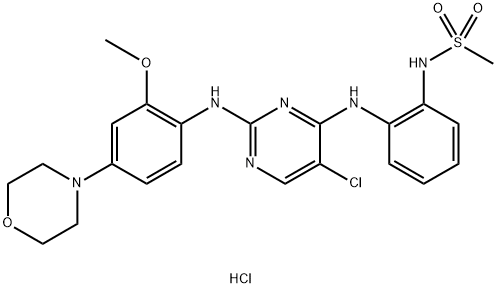 Methanesulfonamide, N-[2-[[5-chloro-2-[[2-methoxy-4-(4-morpholinyl)phenyl]amino]-4-pyrimidinyl]amino]phenyl]-, hydrochloride (1:1) 구조식 이미지