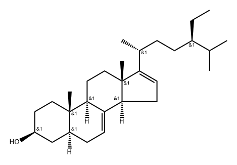 5α-스티그마스타-7,16-디엔-3β-올 구조식 이미지