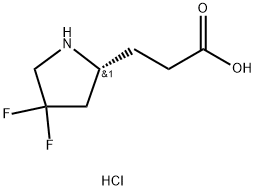 Pyrrolidinepropanoic acid, 4,4-difluoro-, hydrochloride (1:1), (2R)- 구조식 이미지