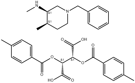 (3R,4R)-1-Benzyl-N,4-dimethyl-3-piperidinamine (2R,3R)-2,3-Bis[(4-methylbenzoyl)oxy]succinate Structure