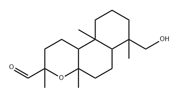 15-Nor-5β,8βH,8βH,10α-labdan-14-al, 8,13-epoxy-19-hydroxy-, (13R)-(-)- (8CI) 구조식 이미지