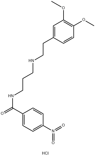 Benzamide, N-[3-[[2-(3,4-dimethoxyphenyl)ethyl]amino]propyl]-4-nitro-, hydrochloride (1:1) Structure