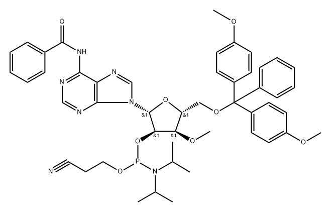 N6-Bz-5'-O-DMTr-3'-O-methyladenosine-2'-O-CED-phosphoramidite 구조식 이미지