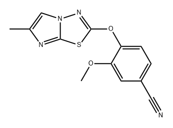 3-methoxy-4-({6-methylimidazo[2,1-b][1,3,4]thiadi
azol-2-yl}oxy)benzonitrile Structure