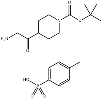 1-Piperidinecarboxylic acid, 4-(2-aminoacetyl)-, 1,1-dimethylethyl ester, 4-methylbenzenesulfonate (1:1) Structure