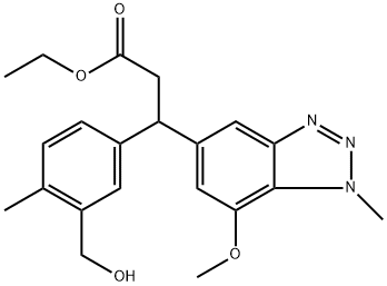 1H-Benzotriazole-5-propanoic acid, β-[3-(hydroxymethyl)-4-methylphenyl]-7-methoxy-1-methyl-, ethyl ester Structure