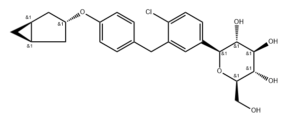 D-Glucitol, 1,5-anhydro-1-C-[3-[[4-[(1α,3α,5α)-bicyclo[3.1.0]hex-3-yloxy]phenyl]methyl]-4-chlorophenyl]-, (1S)- 구조식 이미지