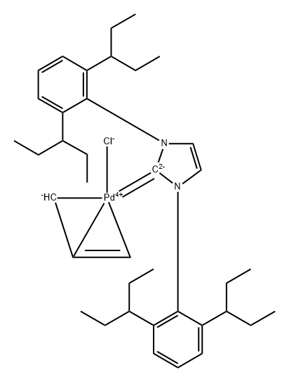 Palladium, [1,3-bis[2,6-bis(1-ethylpropyl)phenyl]-1,3-dihydro-2H-imidazol-2-ylidene]chloro(η3-2-propen-1-yl)- Structure