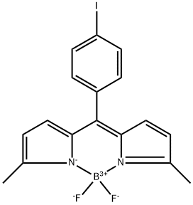 Boron, difluoro[2-[(4-iodophenyl)(5-methyl-2H-pyrrol-2-ylidene-κN)methyl]-5-methyl-1H-pyrrolato-κN]-, (T-4)- Structure