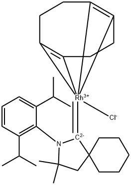 Rhodium, [2-[2,6-bis(1-methylethyl)phenyl]-3,3-dimethyl-2-azaspiro[4.5]dec-1-ylidene]chloro[(1,2,5,6-η)-1,5-cyclooctadiene]- Structure