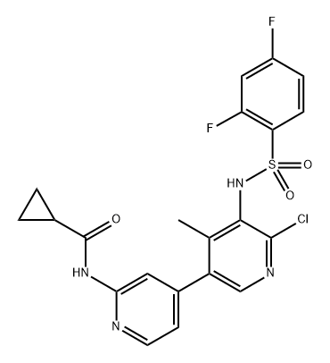 N-(6-chloro-5-(2,4-difluorophenylsulfonamido)-4-methyl-[3,4'-bipyridin]-2'-yl)cyclopropanecarboxamide Structure