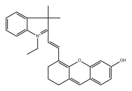 3H-Indolium, 2-[(1E)-2-(2,3-dihydro-6-hydroxy-1H-xanthen-4-yl)ethenyl]-1-ethyl-3,3-dimethyl- 구조식 이미지