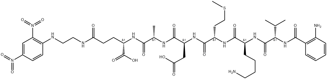 Abz-Amyloid β/A4 Protein Precursor770 (669-674)-EDDnp trifluoroacetate salt Abz-Val-Lys-Met-Asp-Ala-Glu-EDDnp trifluoroacetate salt 구조식 이미지