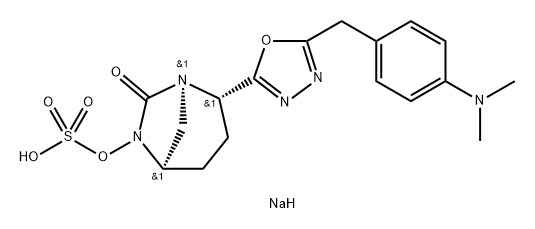 Sulfuric acid, mono[(1R,2S,5R)-2-[5-[[4- (dimethylamino)phenyl]methyl]-1,3,4- oxadiazol-2-yl]-7-oxo-1,6-diazabicyclo[3.2.1] oct-6-yl] ester, sodium salt (1:1) Structure