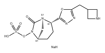 Sulfuric acid, mono[(1R,2S,5R)-2-[5-(3-azetidin ylmethyl)-1,3,4-oxadiazol-2-yl]-7-oxo-1,6- diazabicyclo[3.2.1]oct-6-yl] ester, sodium salt (1:1) Structure