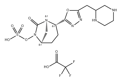 Sulfuric acid, mono[(1R,2S,5R)-7-oxo-2-[5-(2- piperazinylmethyl)-1,3,4-oxadiazol-2-yl]-1,6- diazabicyclo[3.2.1]oct-6-yl] ester, 2,2,2-trifluor oacetate (1:1) Structure