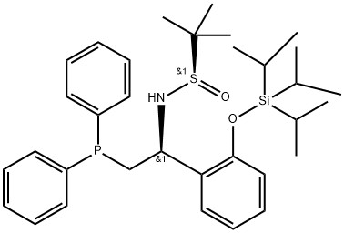2-Propanesulfinamide, N-[(1S)-2-(diphenylphosphino)-1-[2-[[tris(1-methylethyl)silyl]oxy]phenyl]ethyl]-2-methyl-, [S(R)]- Structure