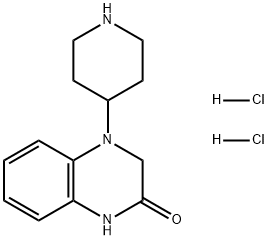 2(1H)-Quinoxalinone, 3,4-dihydro-4-(4-piperidinyl)-, hydrochloride (1:2) Structure