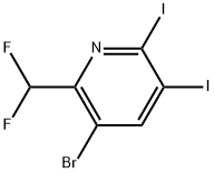 5-Bromo-6-(difluoromethyl)-2,3-diiodopyridine Structure