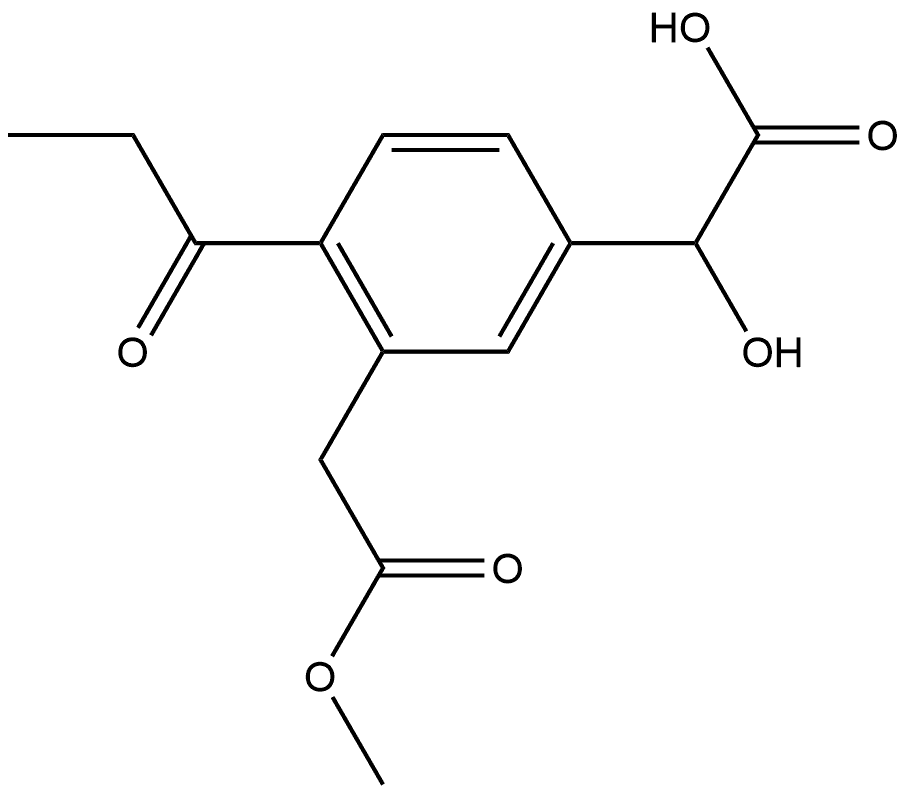 Methyl 5-(carboxy(hydroxy)methyl)-2-propionylphenylacetate Structure