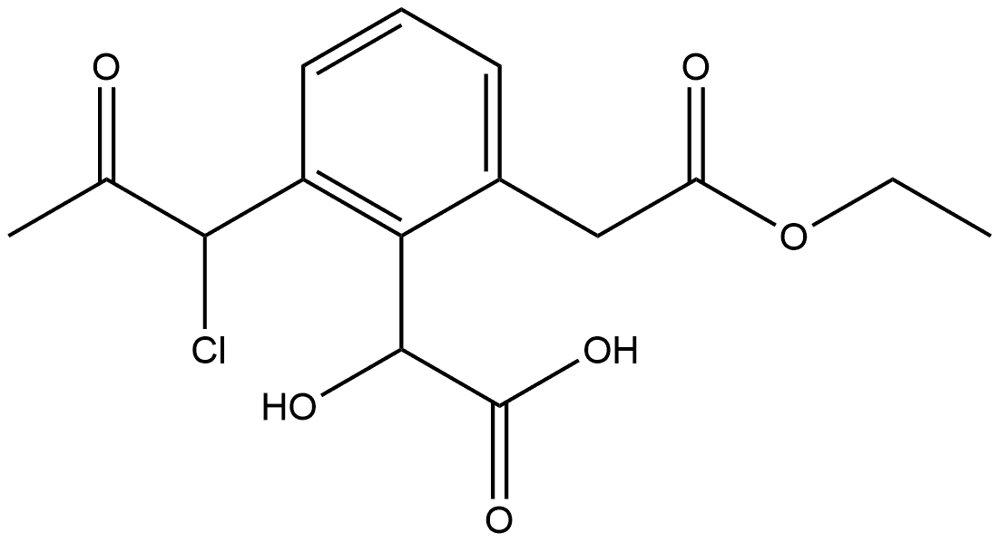 Ethyl 2-(carboxy(hydroxy)methyl)-3-(1-chloro-2-oxopropyl)phenylacetate Structure