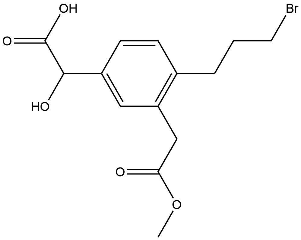 Methyl 2-(3-bromopropyl)-5-(carboxy(hydroxy)methyl)phenylacetate Structure