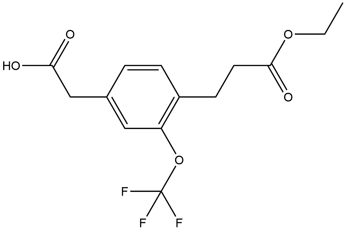 4-(3-Ethoxy-3-oxopropyl)-3-(trifluoromethoxy)phenylacetic acid Structure