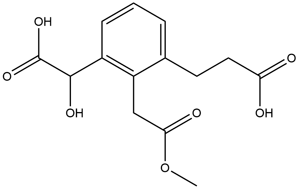 Methyl 2-(2-carboxyethyl)-6-(carboxy(hydroxy)methyl)phenylacetate Structure