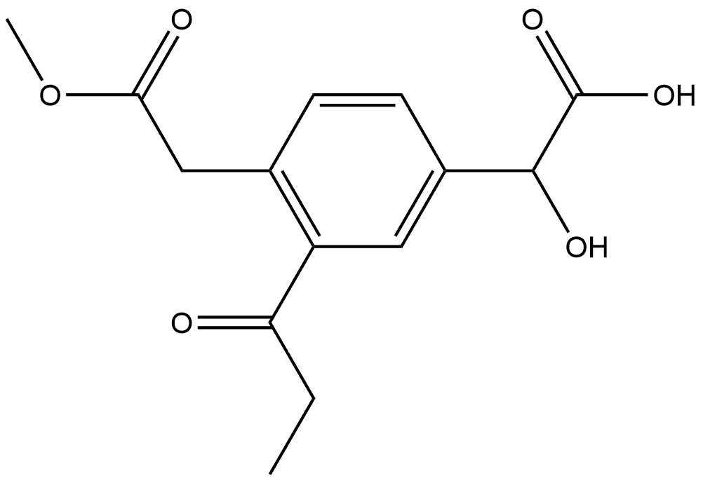 Methyl 4-(carboxy(hydroxy)methyl)-2-propionylphenylacetate Structure