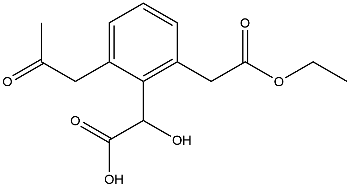 Ethyl 2-(carboxy(hydroxy)methyl)-3-(2-oxopropyl)phenylacetate Structure