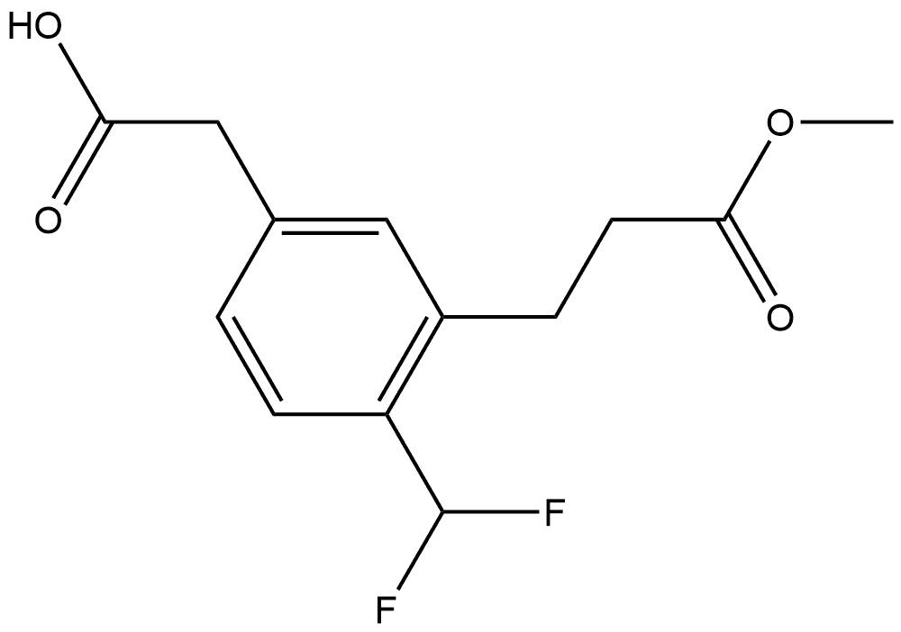 4-(Difluoromethyl)-3-(3-methoxy-3-oxopropyl)phenylacetic acid Structure