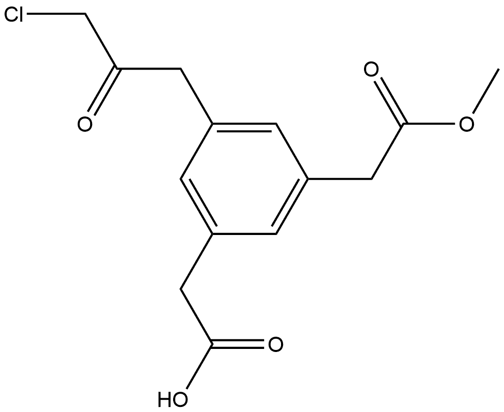 Methyl 3-(carboxymethyl)-5-(3-chloro-2-oxopropyl)phenylacetate Structure