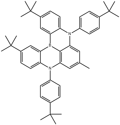 5H,9H-[1,4]Benzazaborino[2,3,4-kl]phenazaborine, 2,12-bis(1,1-dimethylethyl)-5,9-bis[4-(1,1-dimethylethyl)phenyl]-7-methyl- 구조식 이미지