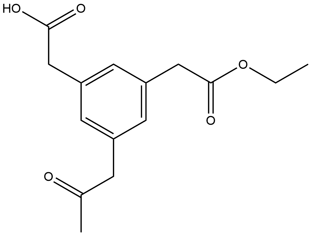 Ethyl 3-(carboxymethyl)-5-(2-oxopropyl)phenylacetate 구조식 이미지